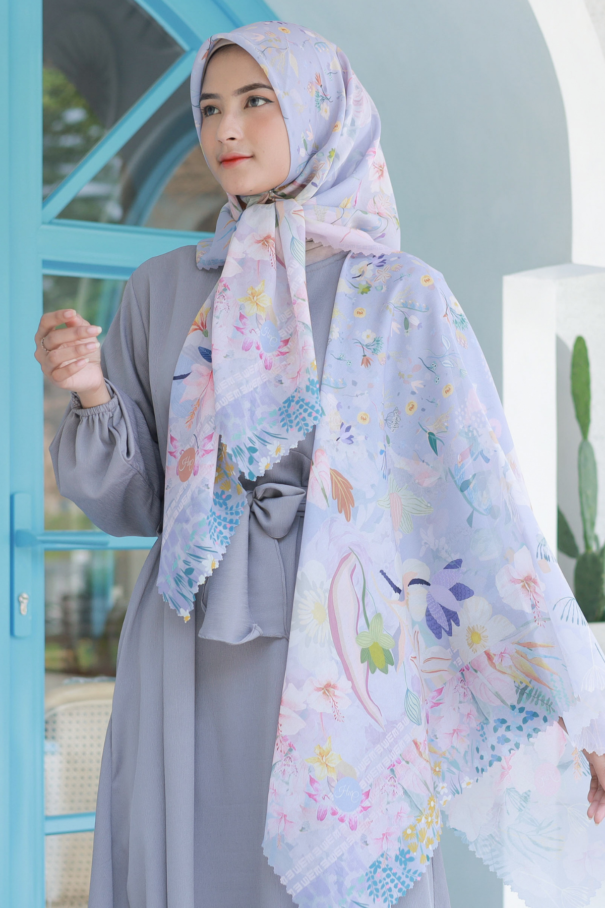 Hibi - Scarf Square Premium Polycotton XL - Lilac - HG94.6