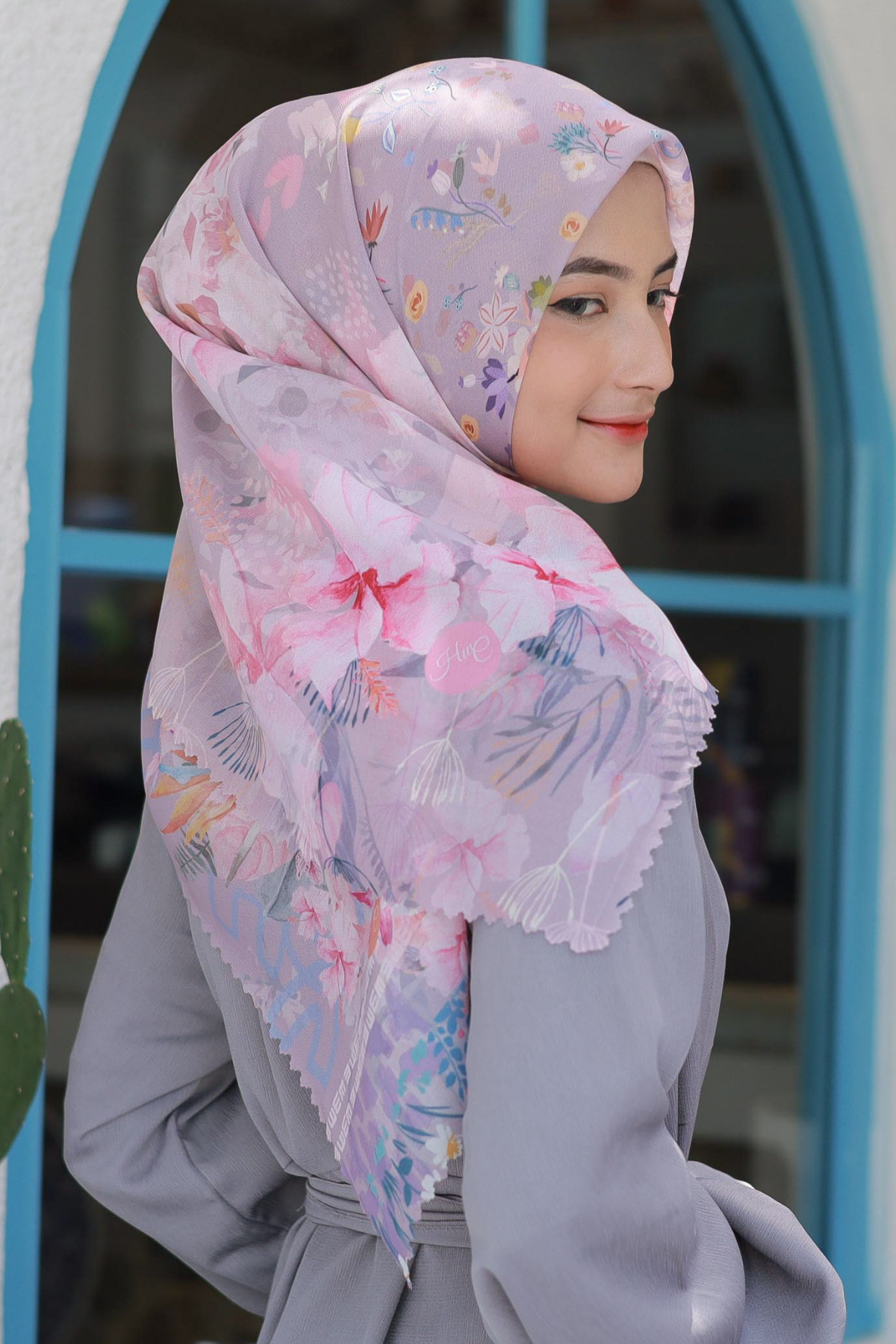 Hibi - Scarf Square Premium Polycotton XL - Lavender Pink - HG94.7