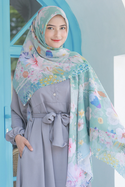 Hibi - Scarf Square Premium Polycotton XL - Sage - HG94.8