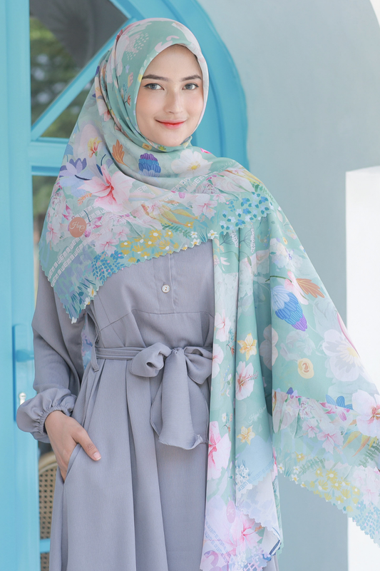 Hibi - Scarf Square Premium Polycotton XL - Sage - HG94.8