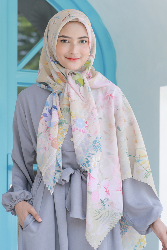 Hibi - Scarf Square Premium Polycotton XL - Dusty Beige - HG94.9