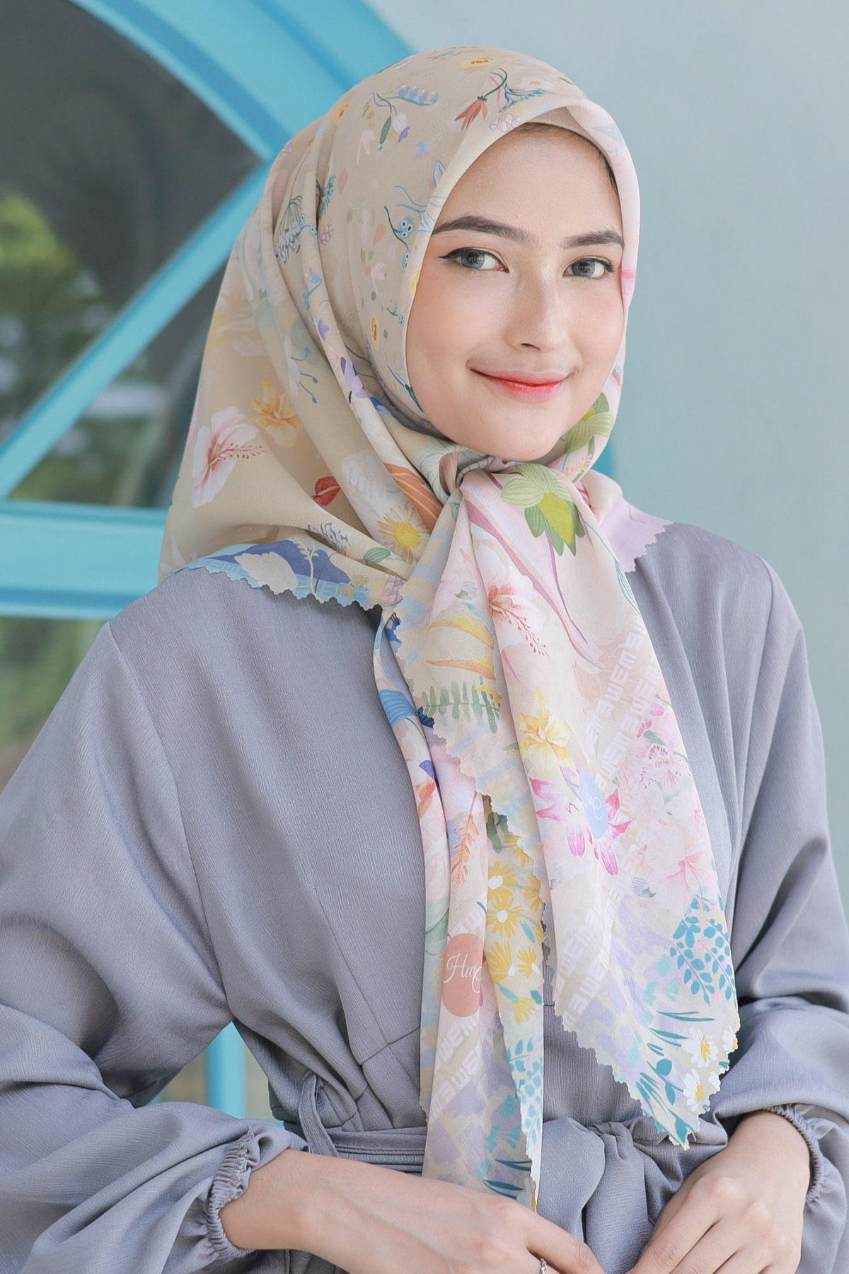 Hibi - Scarf Square Premium Polycotton XL - Dusty Beige - HG94.9