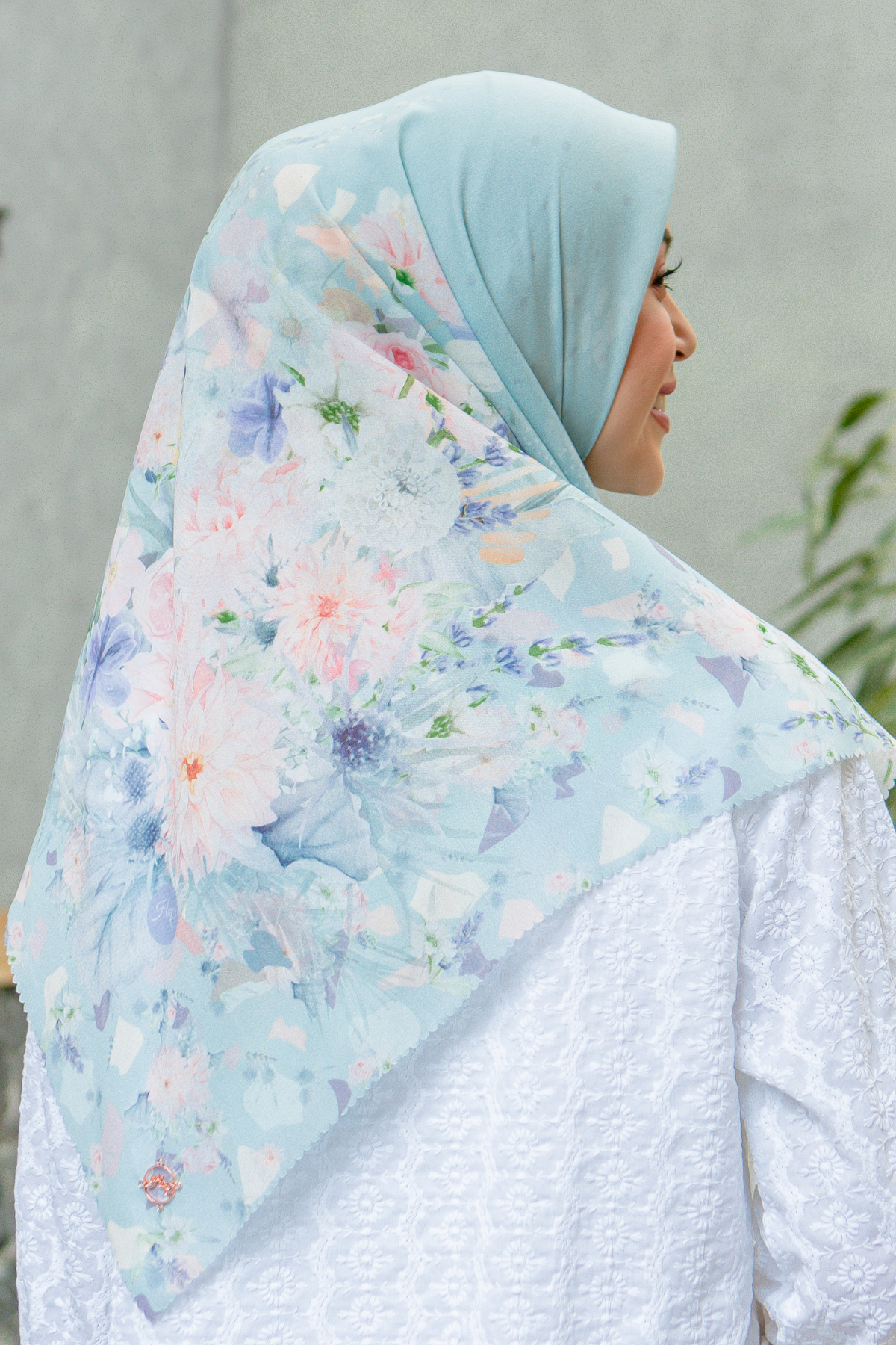 Dahlia - Scarf Square British Voal | Ice Grey - LIA7.15