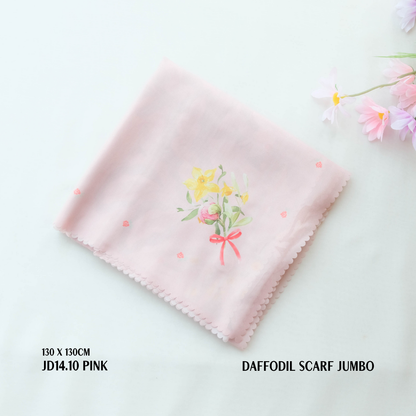 [ BUY 3 GET 1 FREE HIJAB ] Daffodil - Scarf Square Premium Polycotton XL - Pink - JD14.10