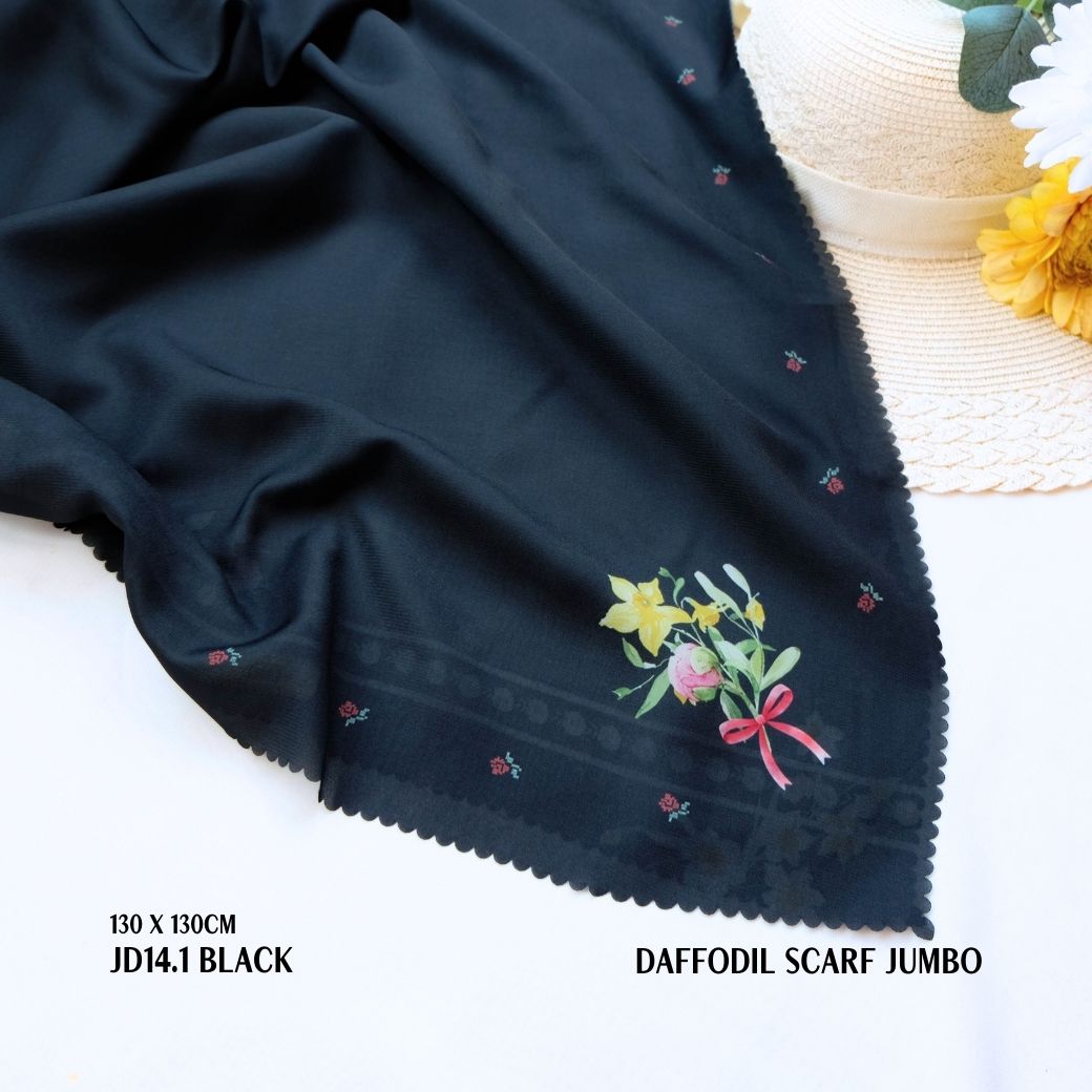 Daffodil - Scarf Square Premium Polycotton XL - Black - JD14.1