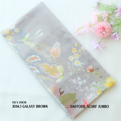 [ BUY 3 GET 1 FREE HIJAB ] Daffodil - Scarf Square Premium Polycotton XL - Galaxy Brown - JD14.3