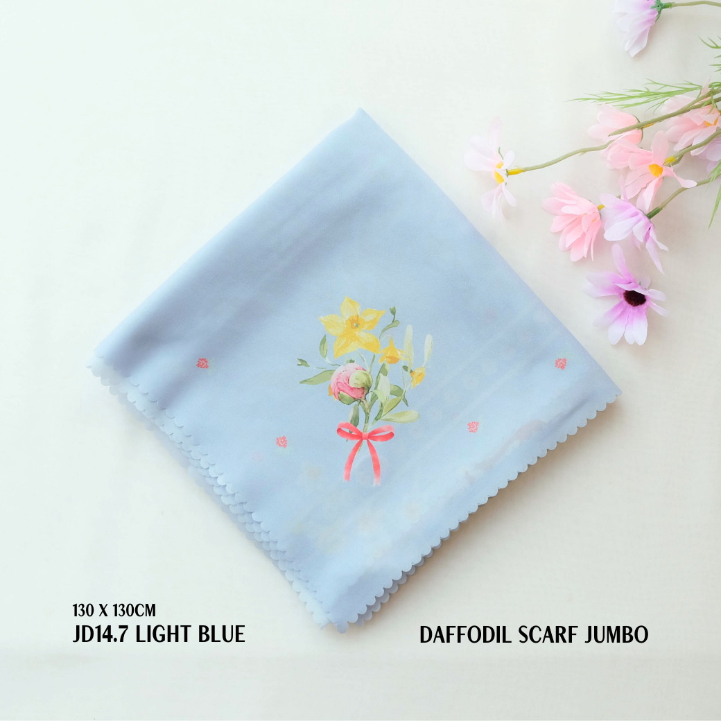 Daffodil - Scarf Square Premium Polycotton XL -  Light Blue - JD14.7