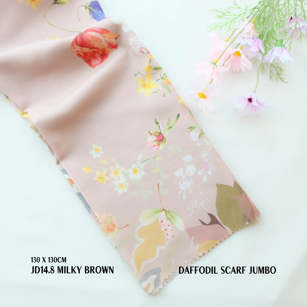 Daffodil - Scarf Square Premium Polycotton XL -  Milky Brown - JD14.8