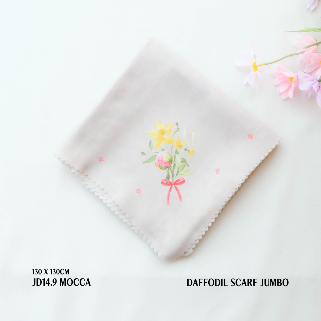 Daffodil - Scarf Square Premium Polycotton XL - Mocca - JD14.9