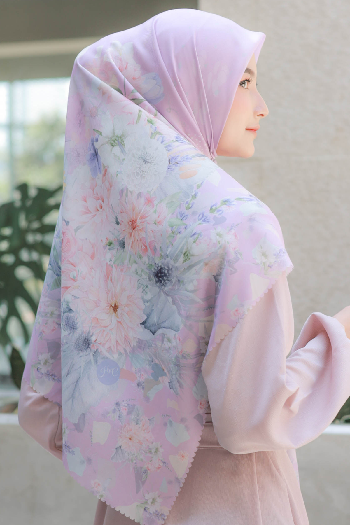 Dahlia - Scarf Square Premium Polycotton XL - Purple Pink - JH97.11