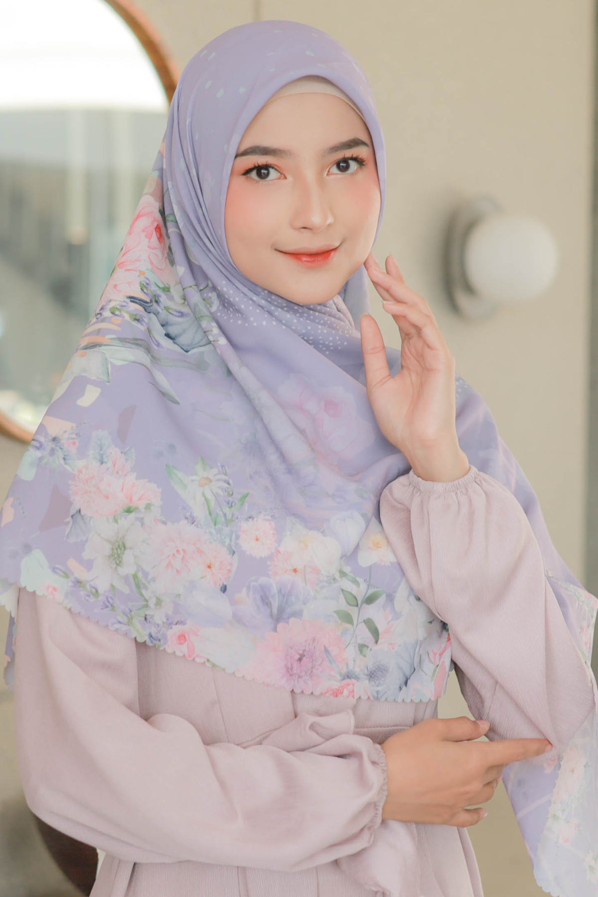 Dahlia - Scarf Square Premium Polycotton XL - Soft Purple - JH97.12