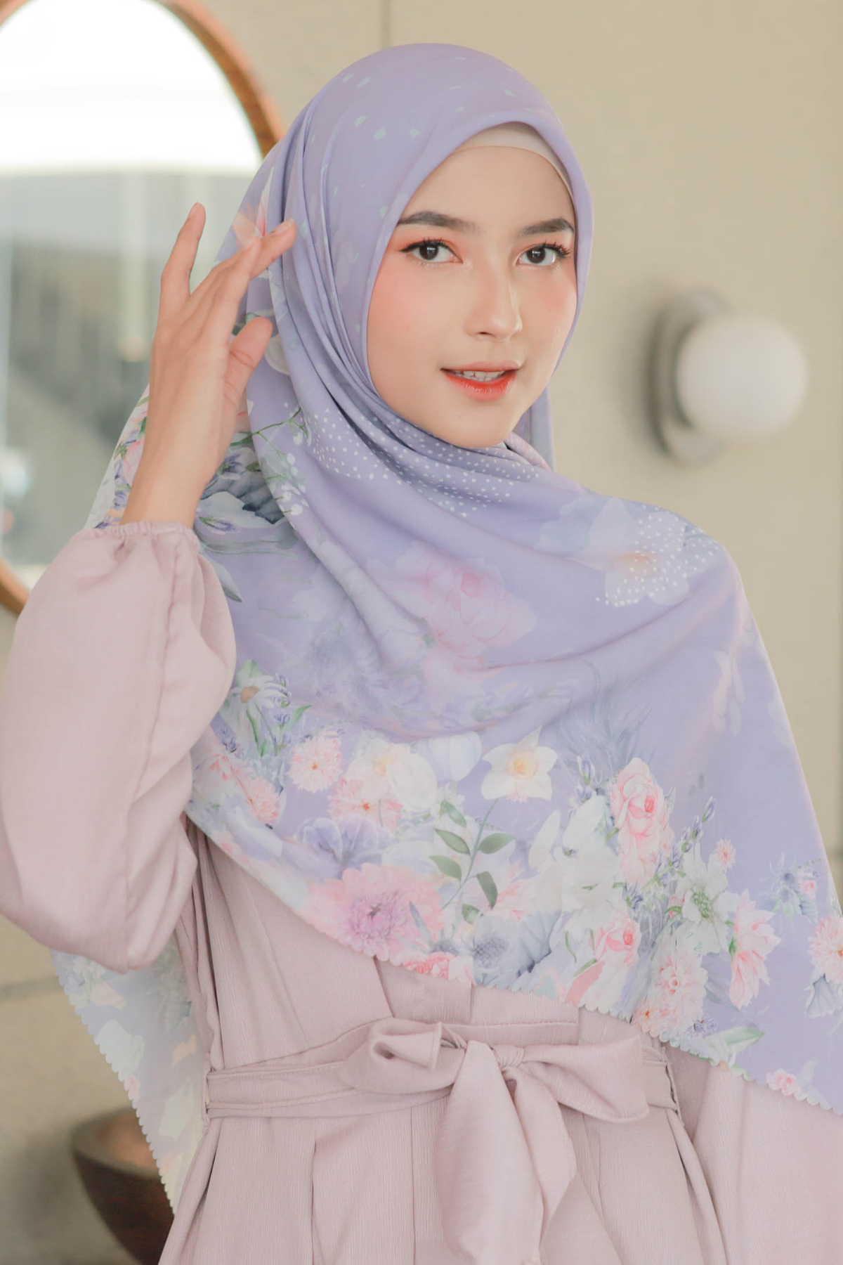 Dahlia - Scarf Square Premium Polycotton XL - Soft Purple - JH97.12