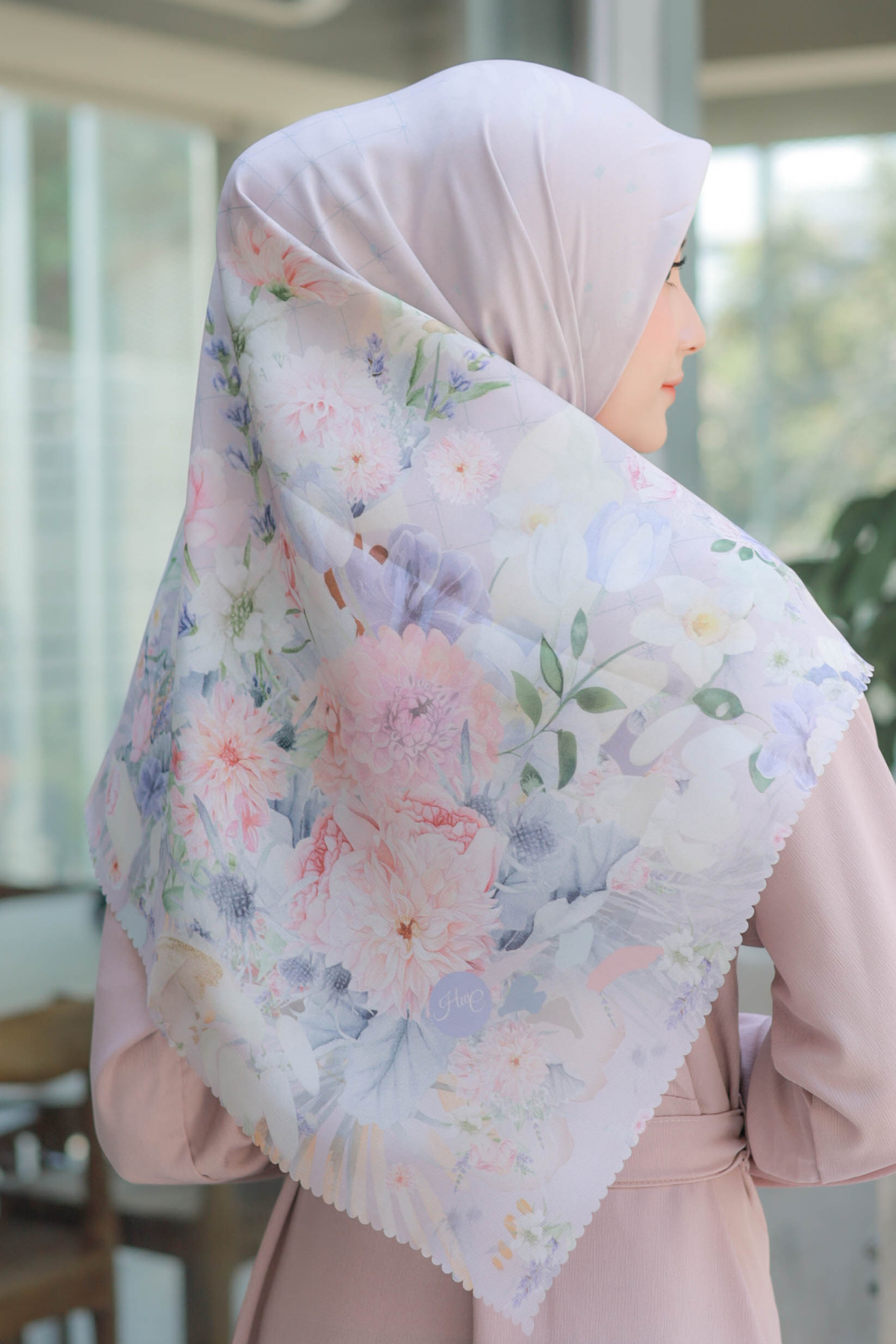 Dahlia - Scarf Square Premium Polycotton XL - Silky Pink - JH97.13