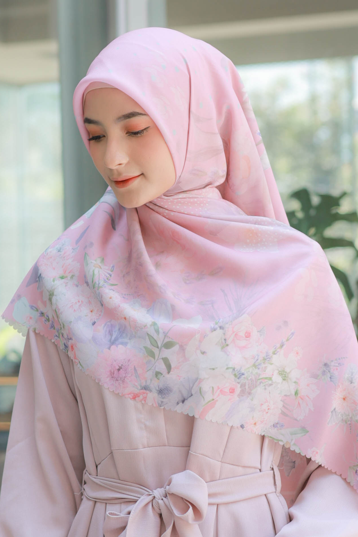 Dahlia - Scarf Square Premium Polycotton XL - Clara Pink - JH97.14