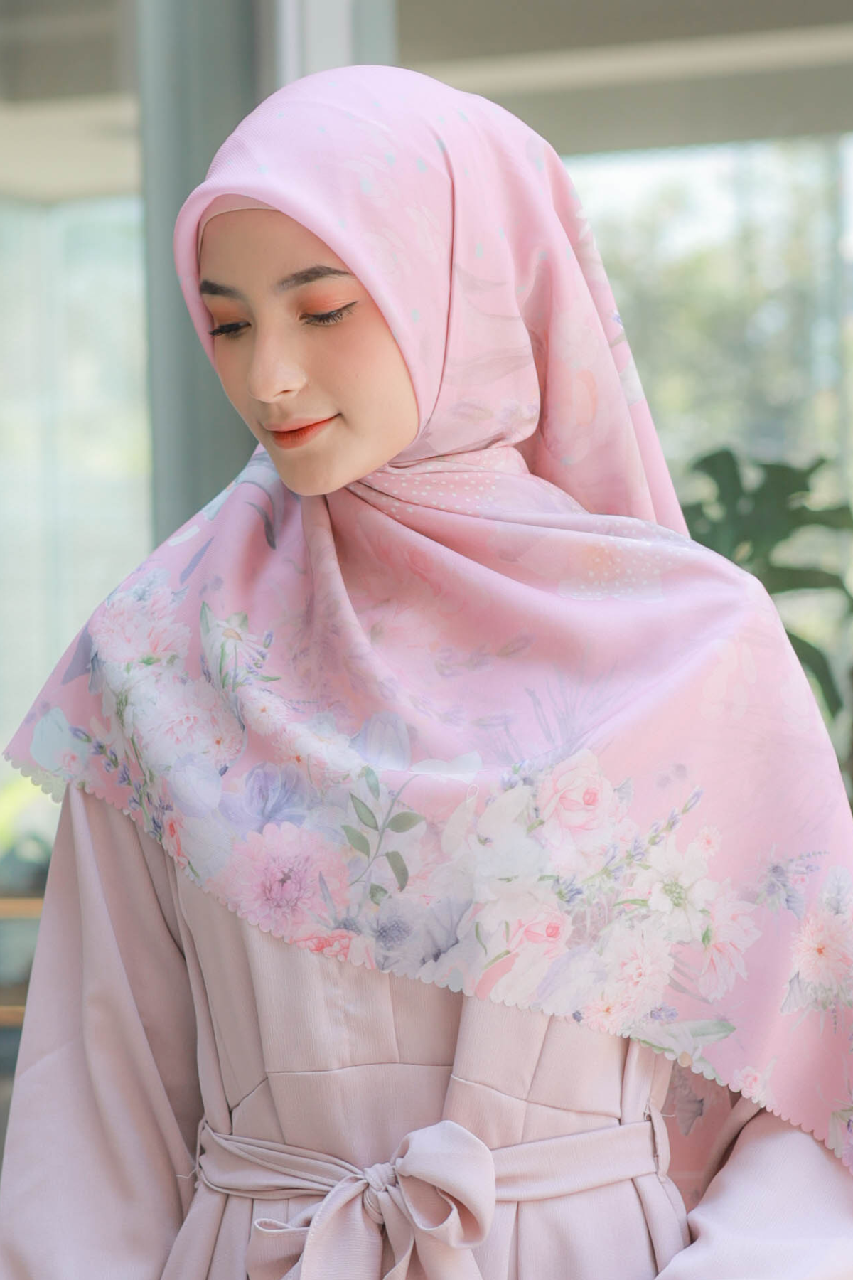 Dahlia - Scarf Square Premium Polycotton XL | Clara Pink - JH97.14