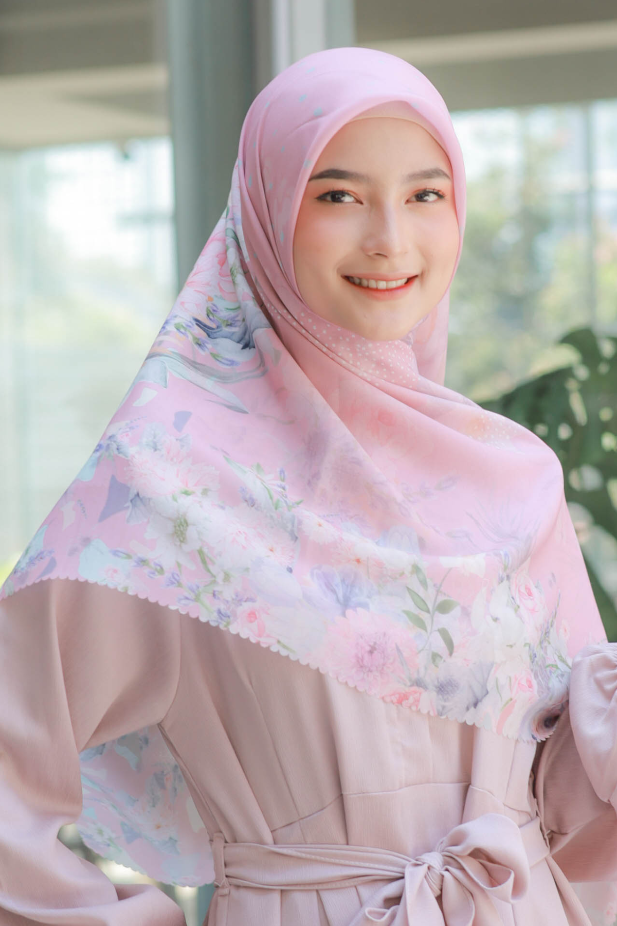 Dahlia - Scarf Square Premium Polycotton XL - Clara Pink - JH97.14