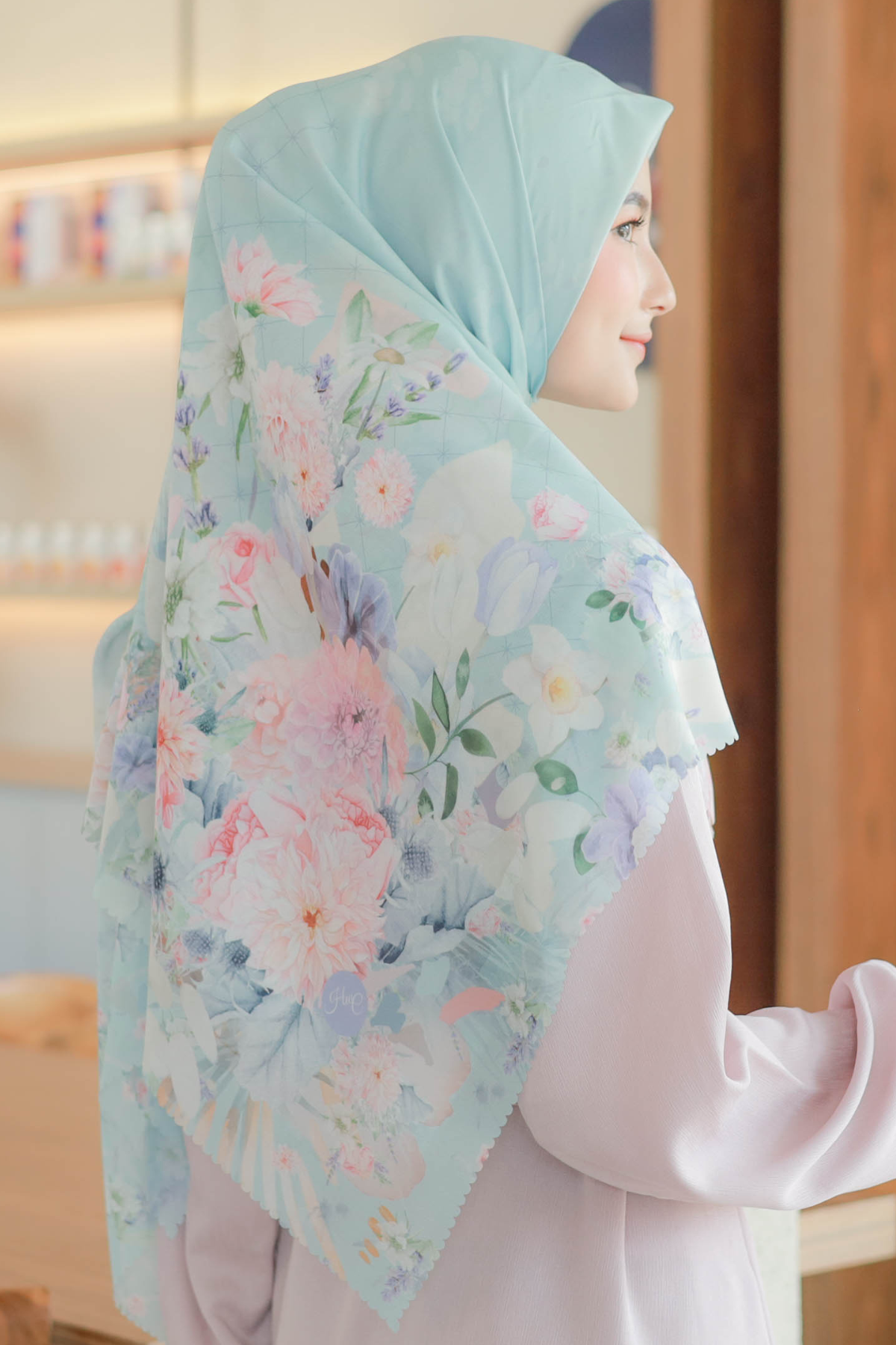 Dahlia - Scarf Square Premium Polycotton XL - Ice Grey - JH97.15