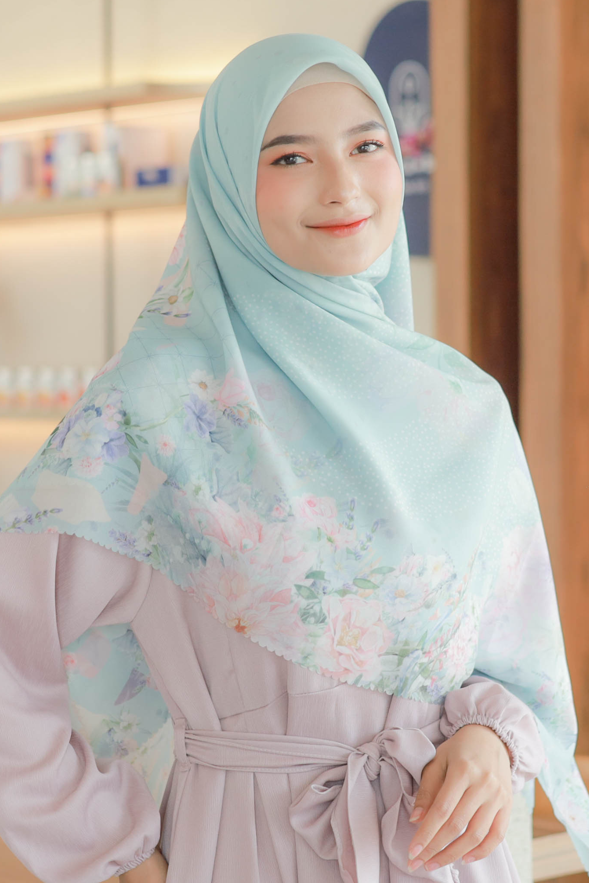 Dahlia - Scarf Square Premium Polycotton XL - Ice Grey - JH97.15