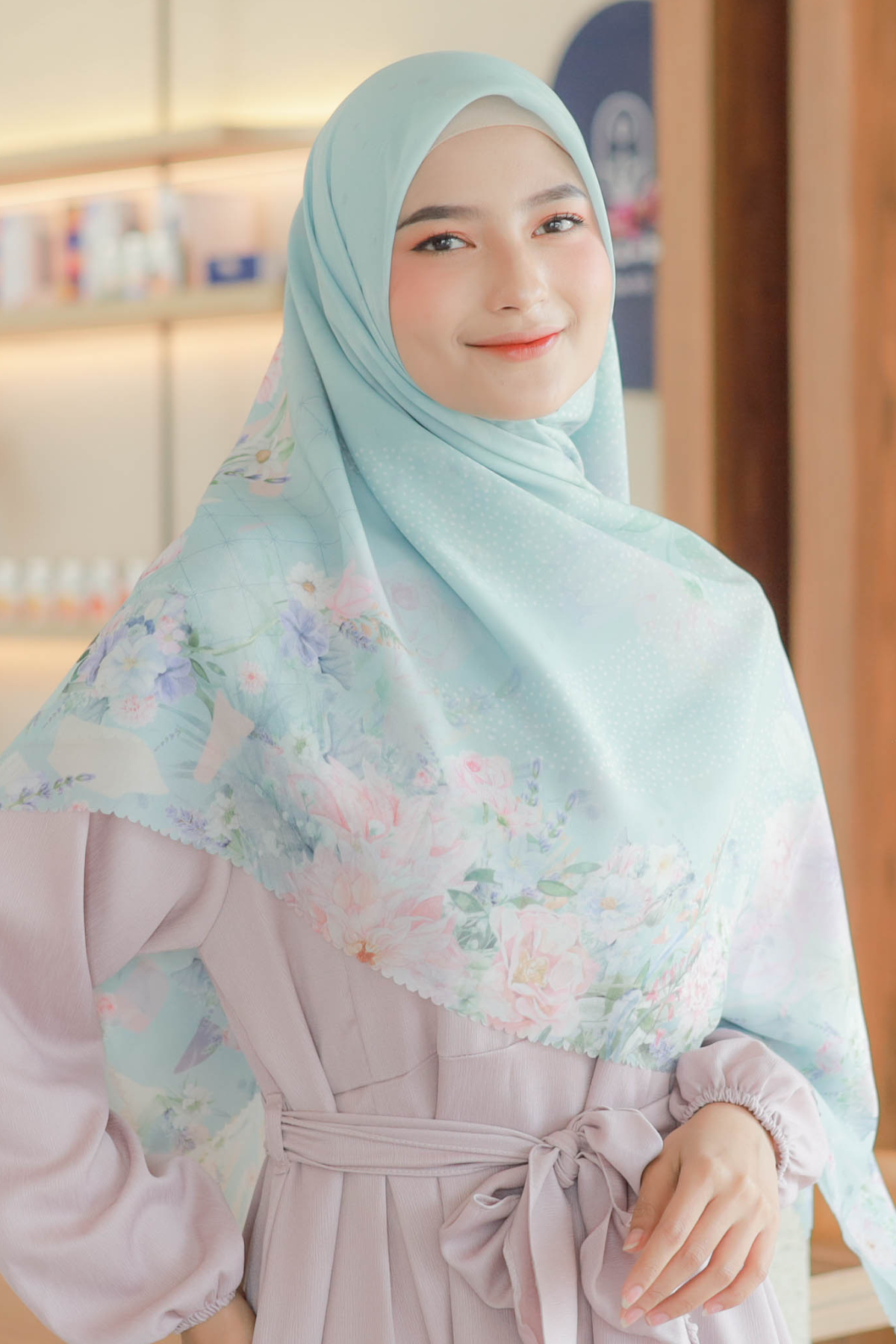 Dahlia - Scarf Square Premium Polycotton XL | Ice Grey - JH97.15
