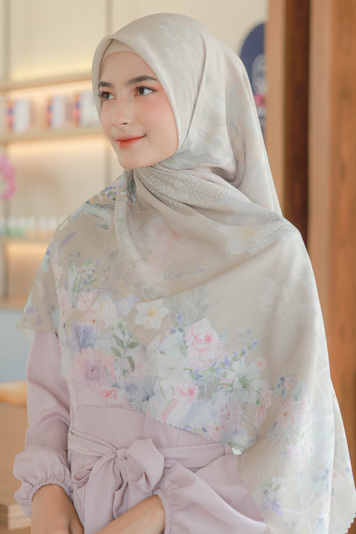 Dahlia - Scarf Square Premium Polycotton XL - Caramel - JH97.5