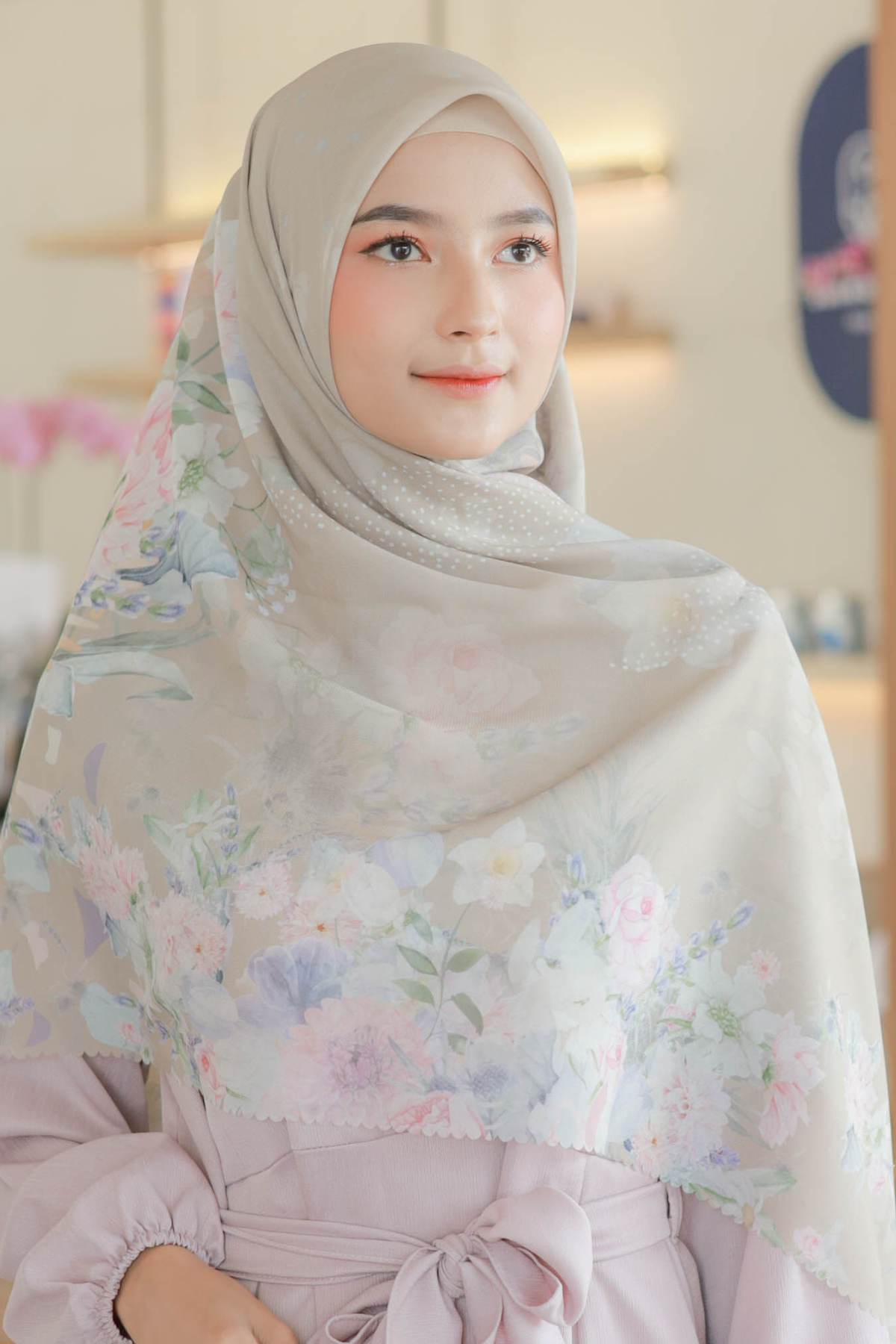 Dahlia - Scarf Square Premium Polycotton XL - Caramel - JH97.5