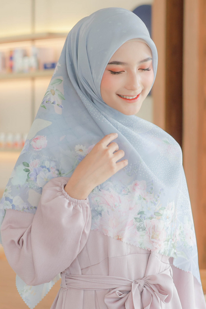 Dahlia - Scarf Square Premium Polycotton XL | Frosty Grey - JH97.7