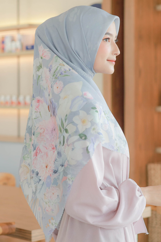 Dahlia - Scarf Square Premium Polycotton XL | Frosty Grey - JH97.7