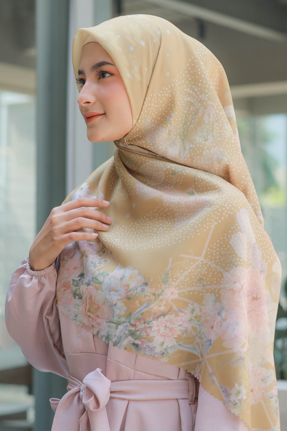 Dahlia - Scarf Square Premium Polycotton XL | Gold - JH97.8