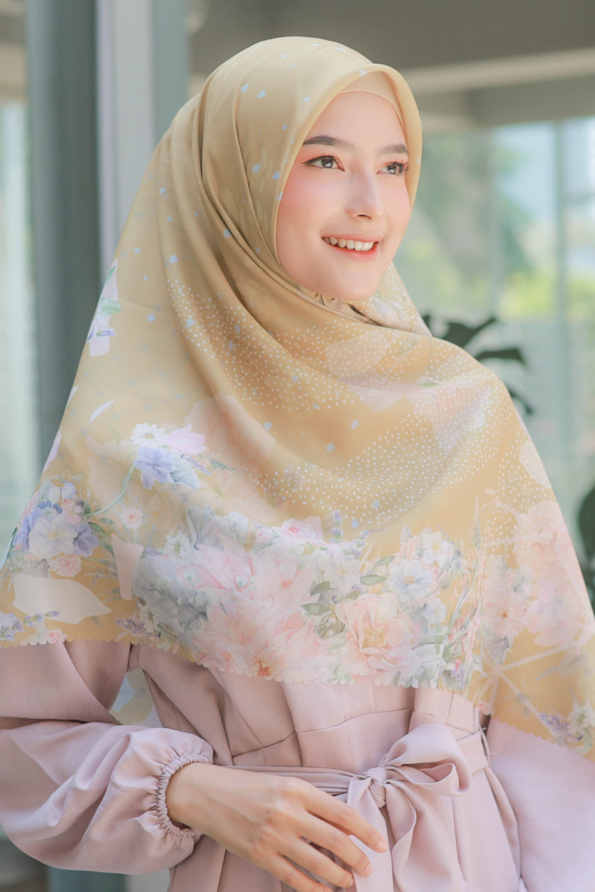 Dahlia - Scarf Square Premium Polycotton XL - Gold - JH97.8