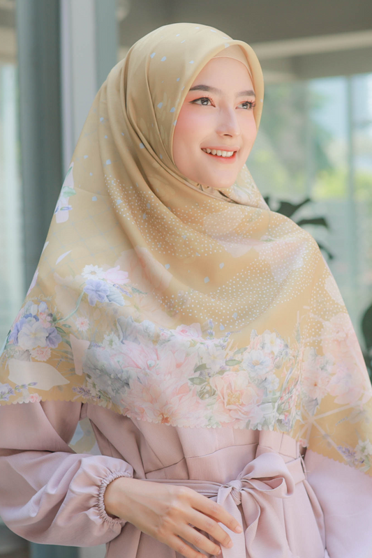 Dahlia - Scarf Square Premium Polycotton XL | Gold - JH97.8