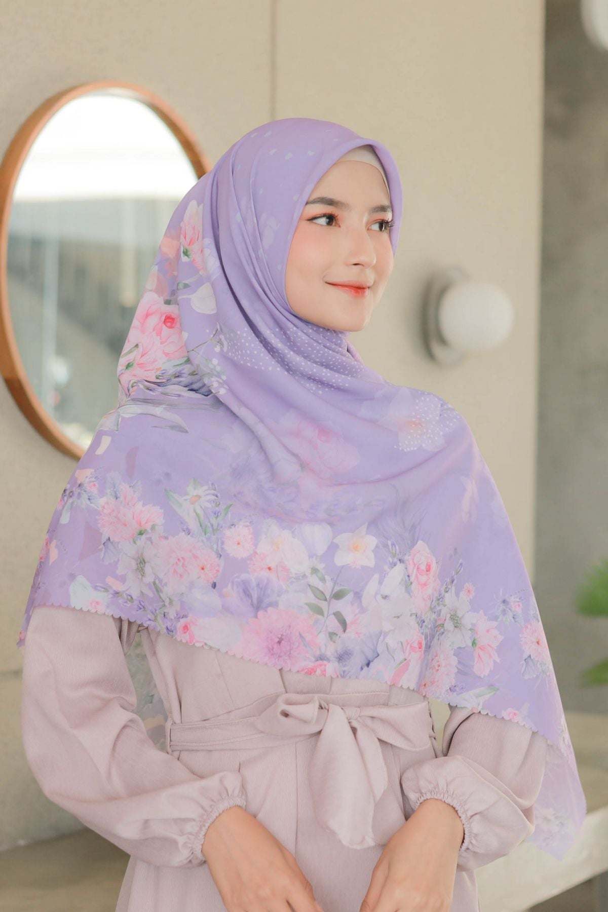 Dahlia - Scarf Square Premium Polycotton XL | Soft Purple - JH97.12