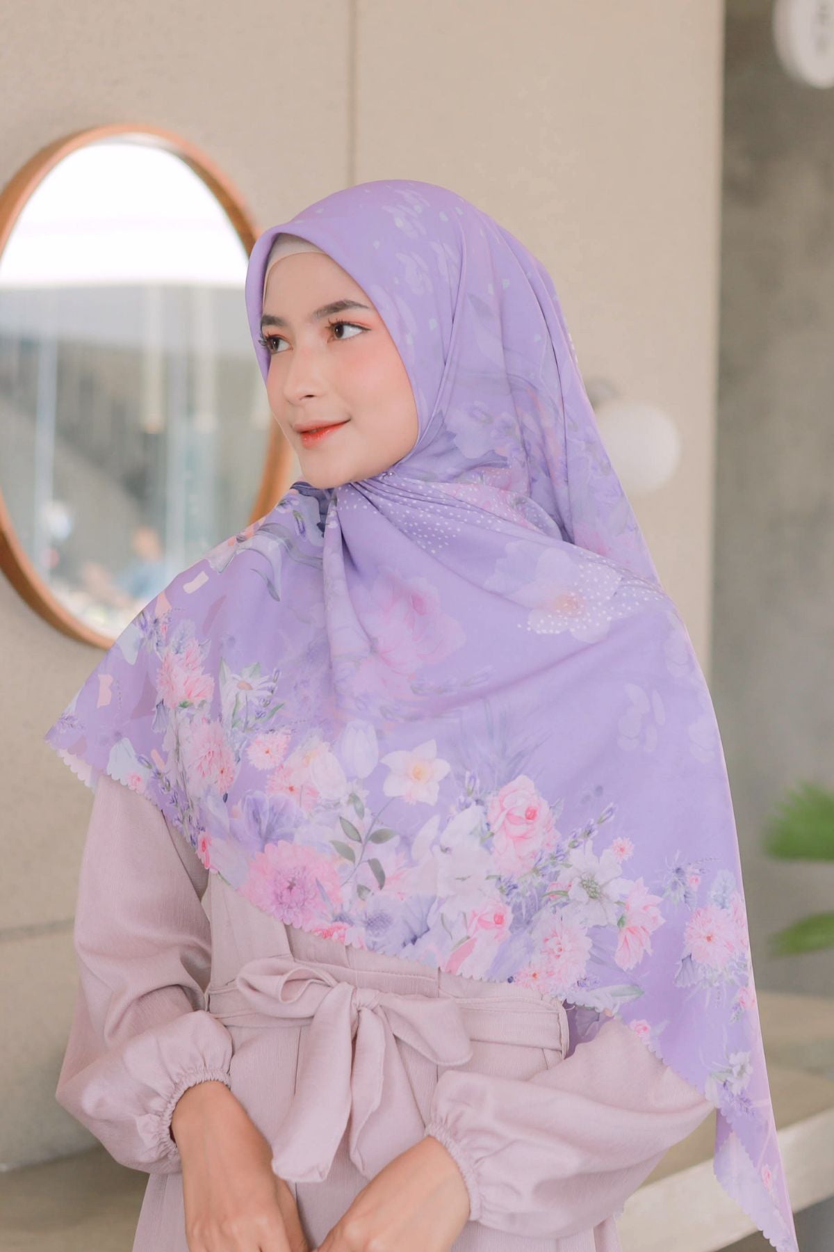 Dahlia - Scarf Square Premium Polycotton XL | Soft Purple - JH97.12