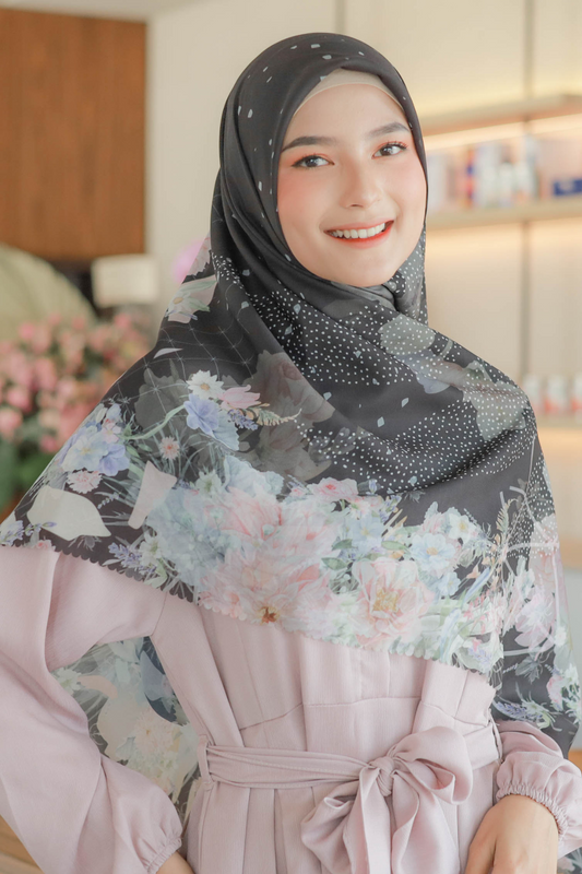 Dahlia - Scarf Square Premium Polycotton XL | Black - JH97.1