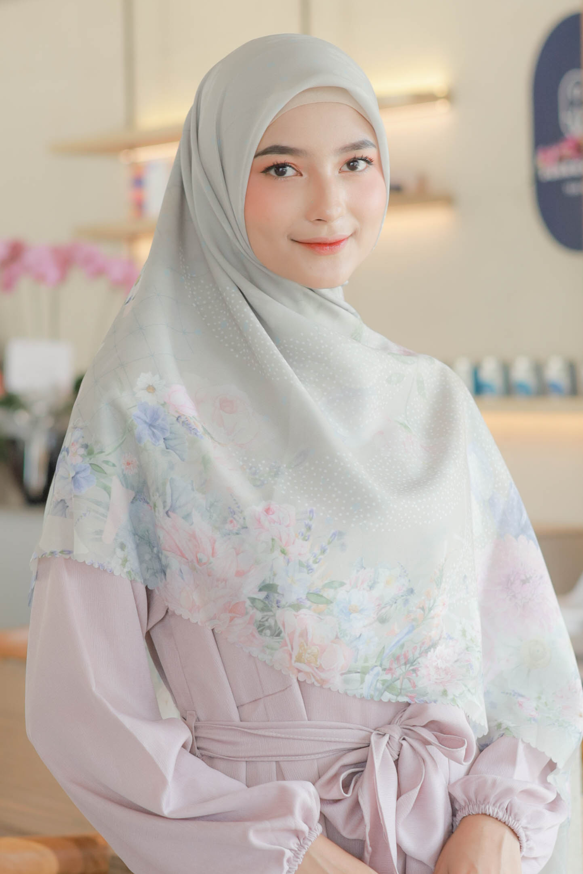 Dahlia - Scarf Square Premium Polycotton XL - Papper Beige - JH97.3