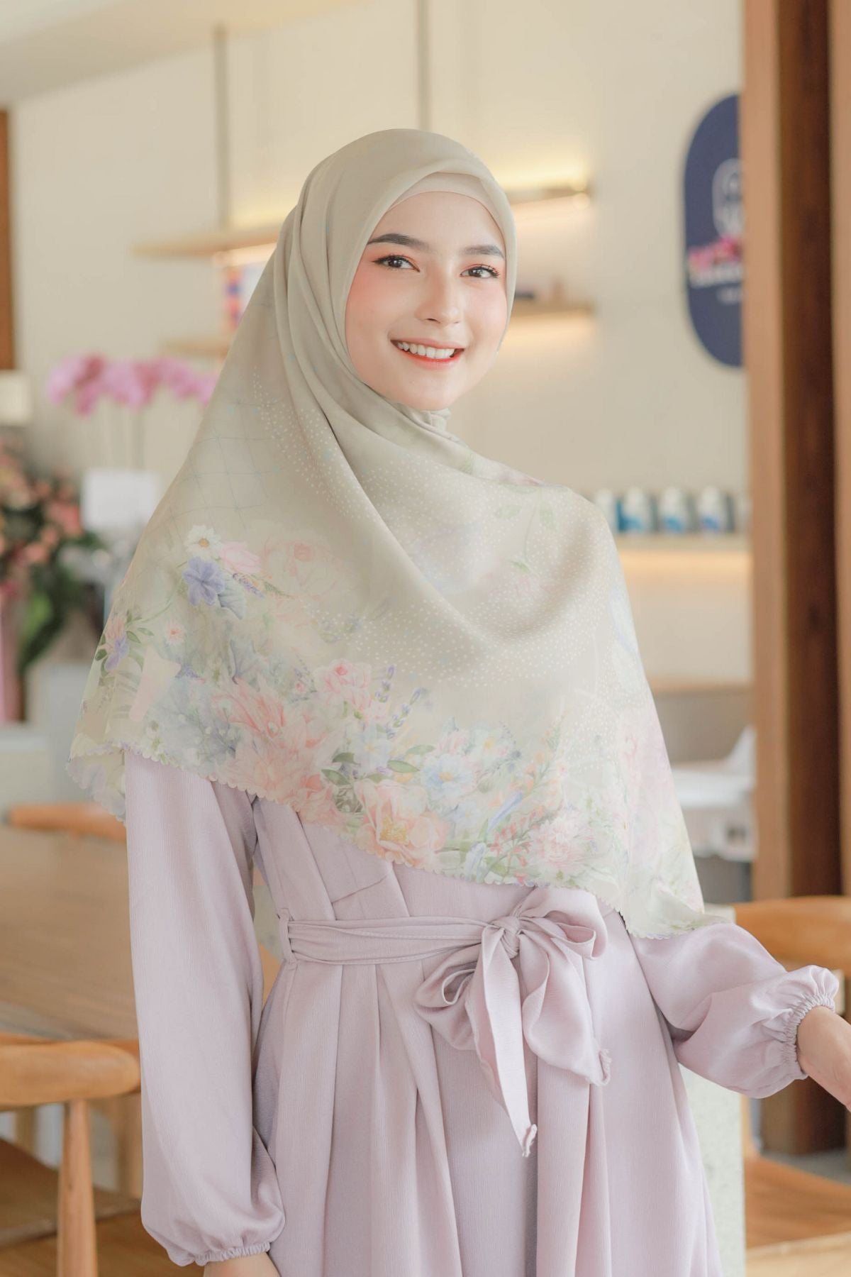 Dahlia - Scarf Square Premium Polycotton XL | Papper Beige - JH97.3