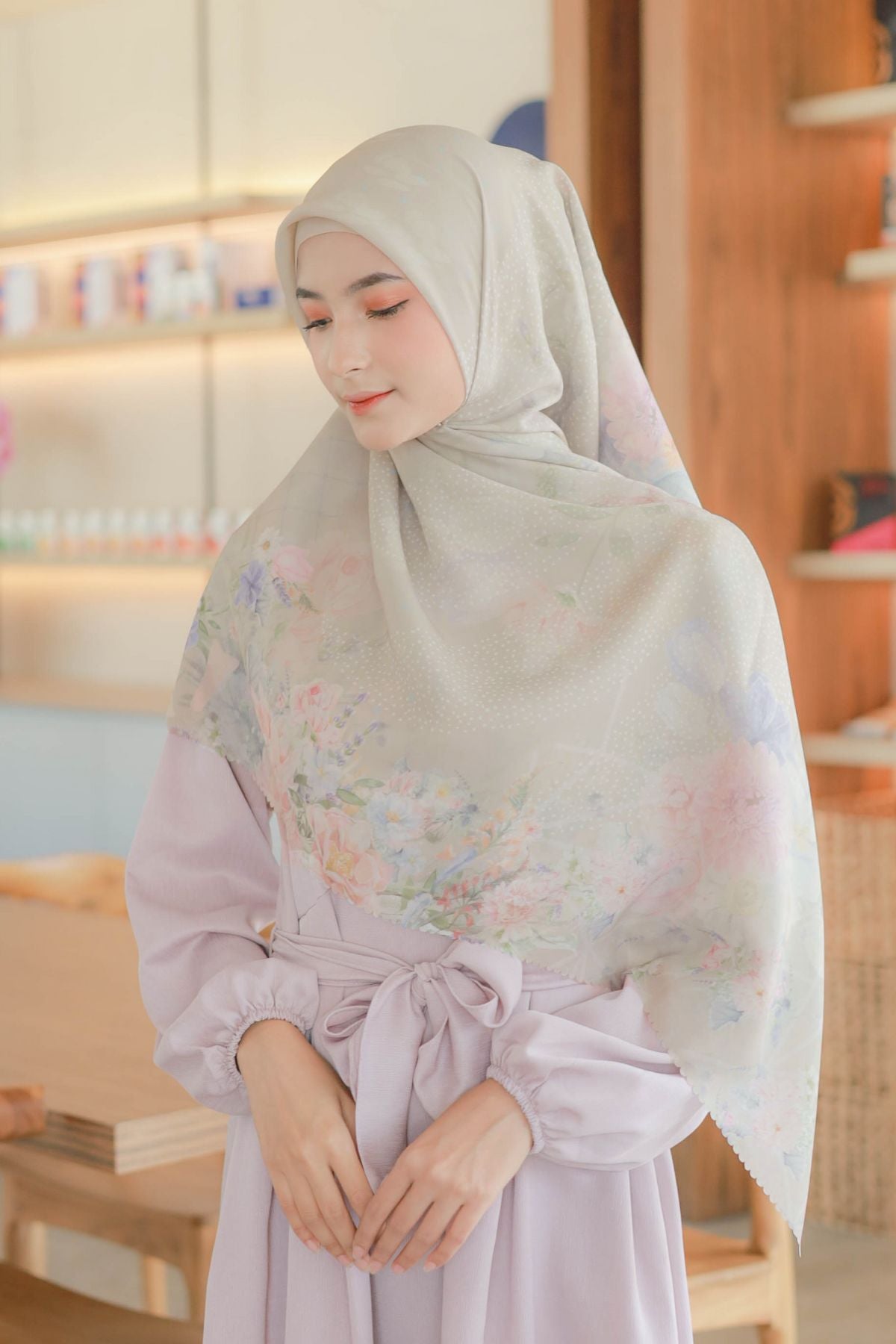 Dahlia - Scarf Square Premium Polycotton XL | Papper Beige - JH97.3