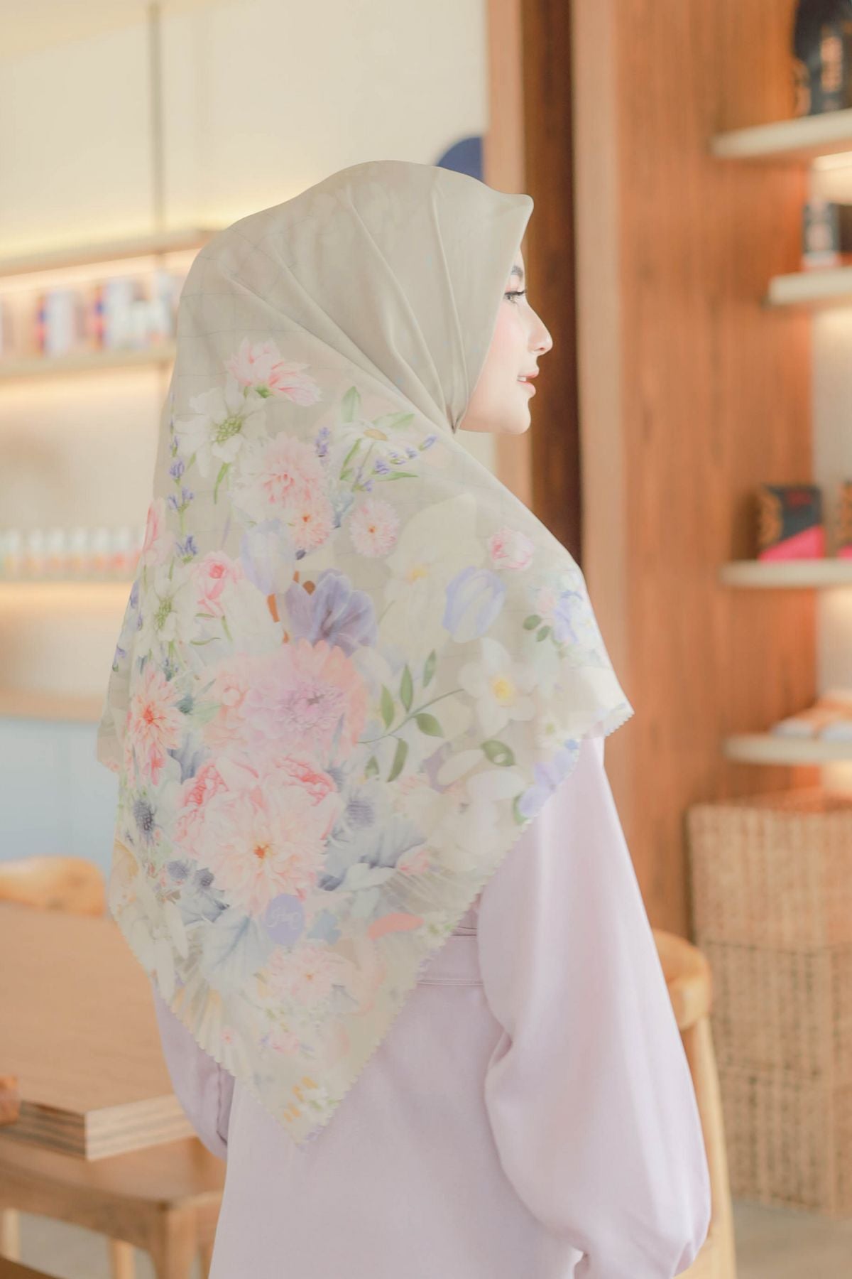 Dahlia - Scarf Square Premium Polycotton XL | Papper Beige - JH97.3