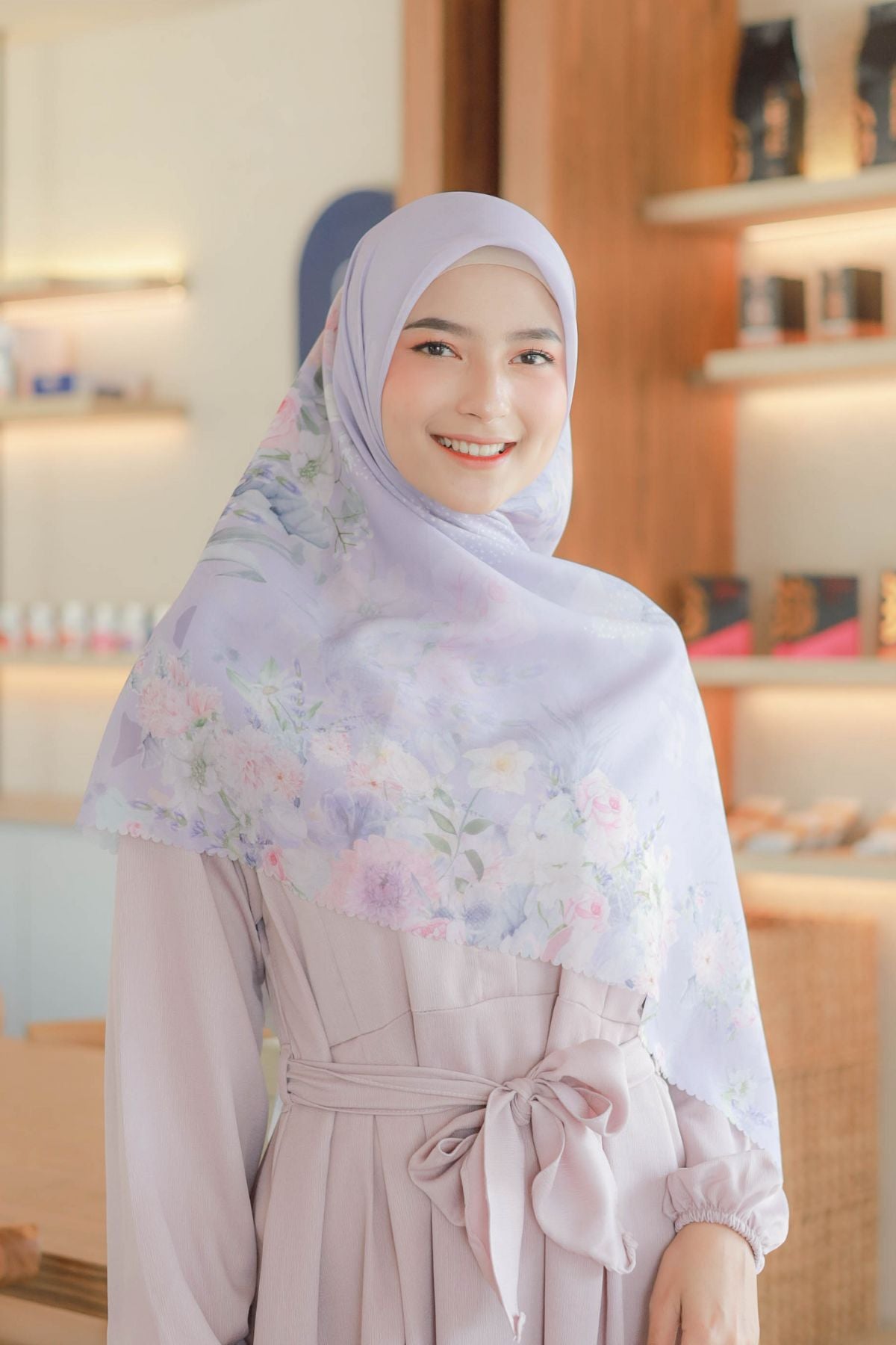 Dahlia - Scarf Square Premium Polycotton XL | Lilac - JH97.6