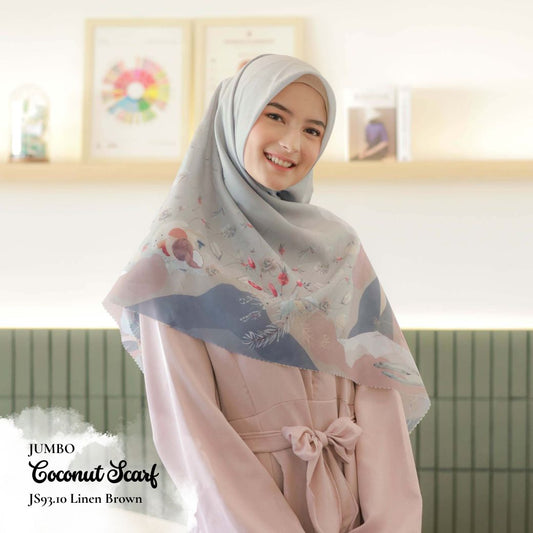 [ BUY 3 GET 1 FREE HIJAB ] Coconut Scarf Jumbo - JS93.10 Linen Brown