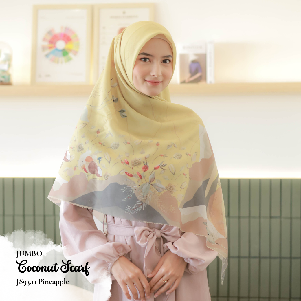 [ BUY 3 GET 1 FREE HIJAB ] Coconut Scarf Jumbo - JS93.11 Pinapple