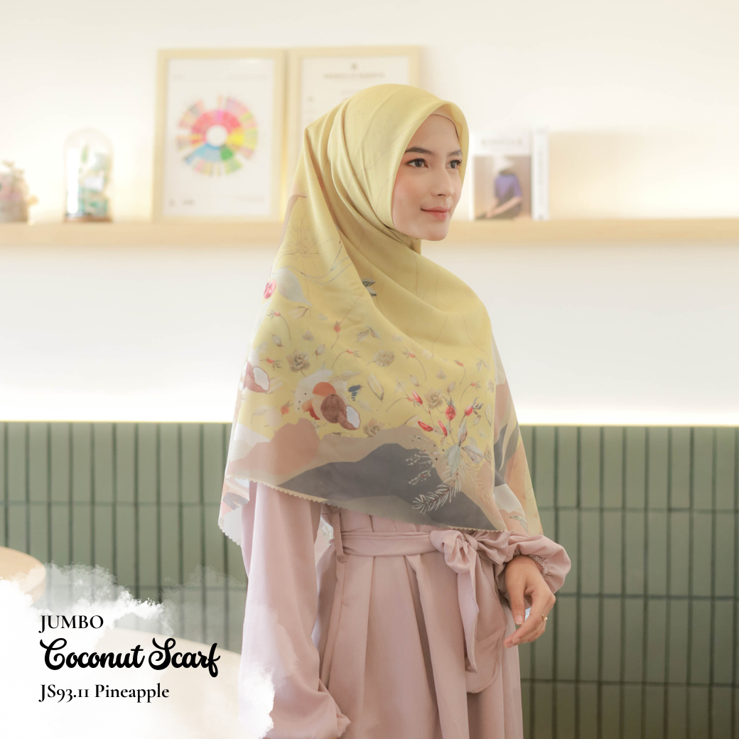 [ BUY 3 GET 1 FREE HIJAB ] Coconut Scarf Jumbo - JS93.11 Pinapple