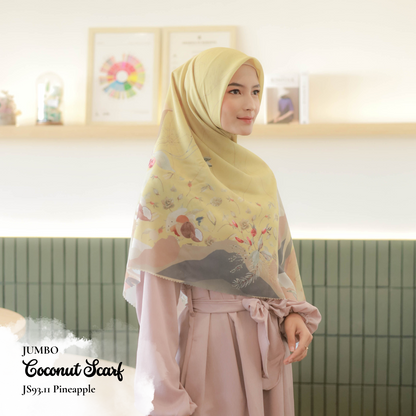 [ BUY 3 GET 1 FREE HIJAB ] Coconut Scarf Jumbo - JS93.11 Pinapple