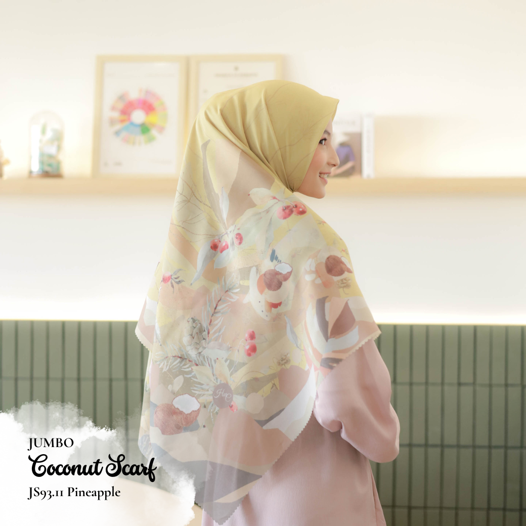 [ BUY 3 GET 1 FREE HIJAB ] Coconut Scarf Jumbo - JS93.11 Pinapple