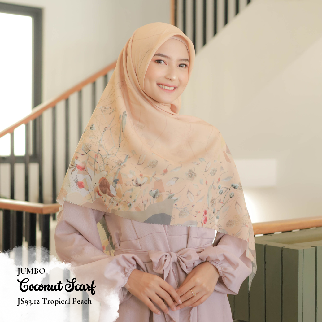 [ BUY 3 GET 1 FREE HIJAB ] Coconut Scarf Jumbo - JS93.12 Tropical Peach