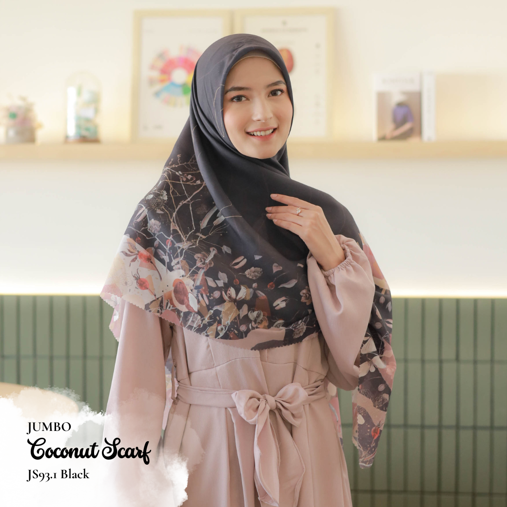 [ BUY 3 GET 1 FREE HIJAB ] Coconut Scarf Jumbo - JS93.1 Black