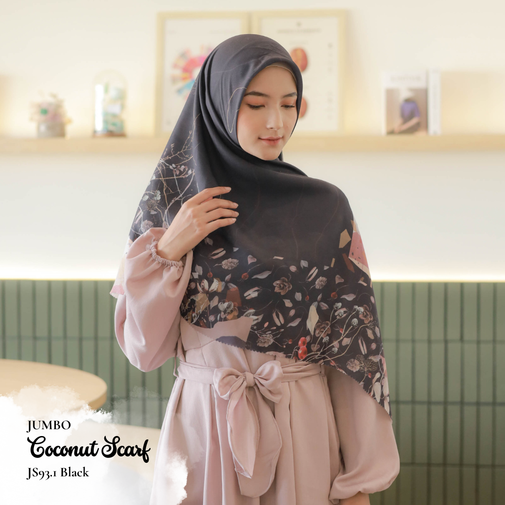 [ BUY 3 GET 1 FREE HIJAB ] Coconut Scarf Jumbo - JS93.1 Black