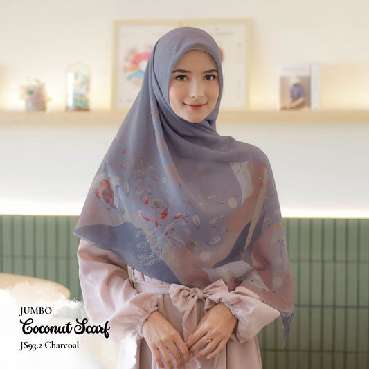 [ BUY 3 GET 1 FREE HIJAB ] Coconut Scarf Jumbo - JS93.2 Charcoal