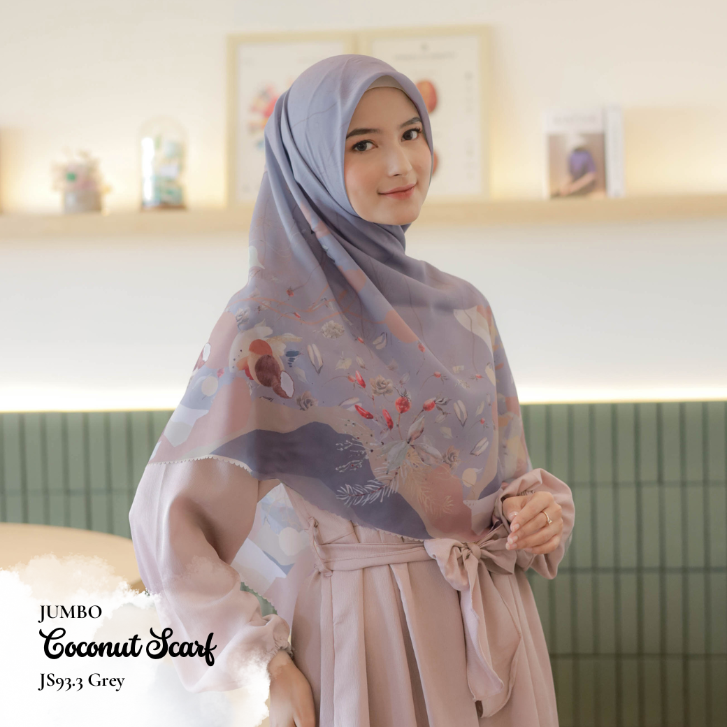 [ BUY 3 GET 1 FREE HIJAB ] Coconut Scarf Jumbo - JS93.3 Grey