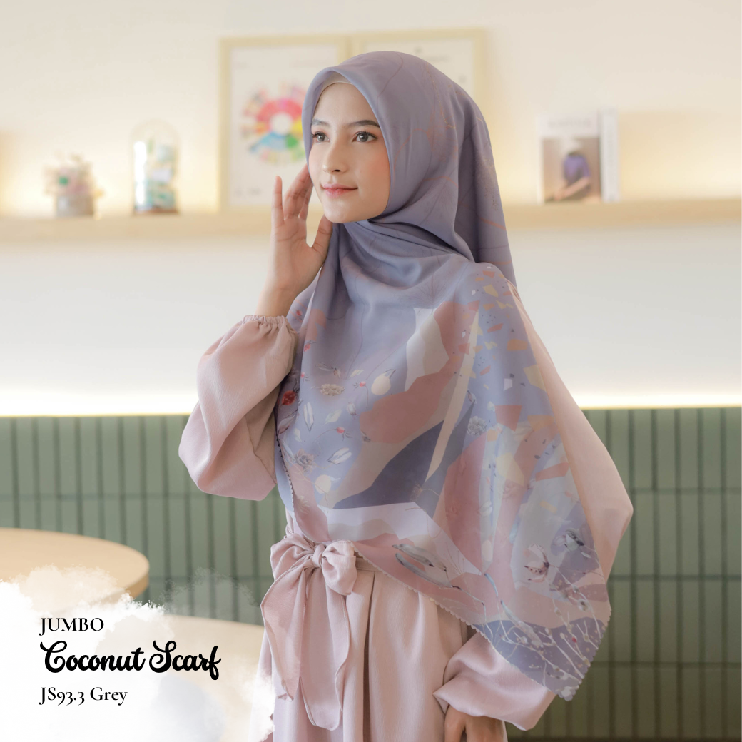 [ BUY 3 GET 1 FREE HIJAB ] Coconut Scarf Jumbo - JS93.3 Grey