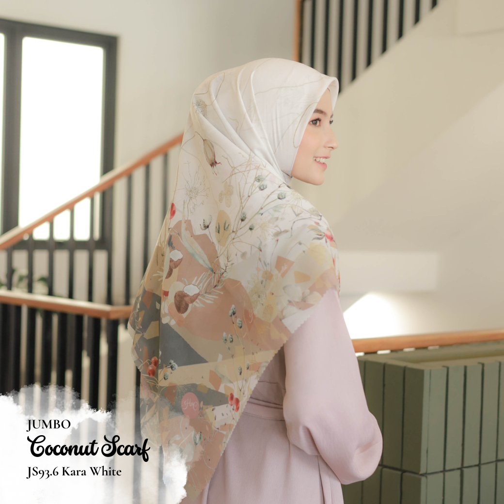 [ BUY 3 GET 1 FREE HIJAB ] Coconut Scarf Jumbo - JS93.6 Kara White